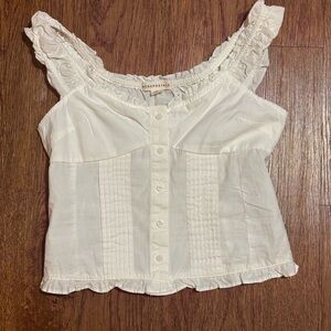 Aeropostale Women's Cream Ruffle Blouse